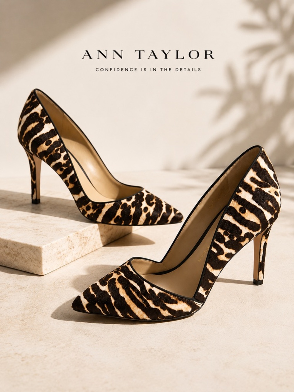 Ann Taylor Calf Hair Animal Print Pumps Heels Size 10 Leather Upper